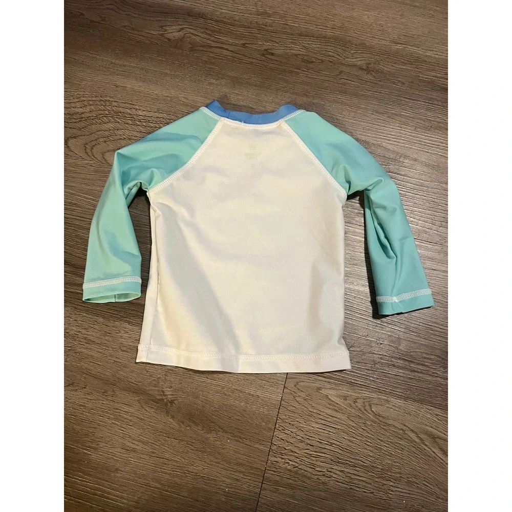 Disney Baby Mickey Mouse Rash Guard Blue Mint Green Swim Shirt 9M‎